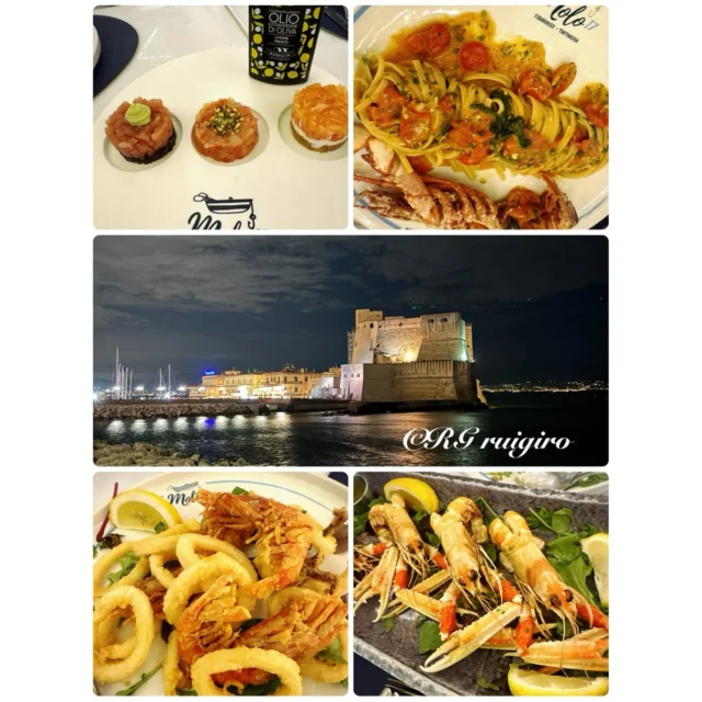 【ナポリでシーフード】
夕飯は海沿いで海鮮料理に舌鼓🦐🐟🦀

食後は潮風にあたって散歩しながらライトアップされた卵城を見るのがオススメ！

#イタリア #南イタリア #ナポリ #シーフード #海鮮料理 #海岸散歩 #ライトアッブ #卵城 #ミラノ在住 #トラベルコーディネーター 
#italy #italia #southitaly #suditalia #napoli #naples #seafood #seaside #lightup #casteldelluovo #instanapoli